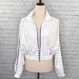 IRIS Love Tape Windbreaker Crop Bomber Jacket sz L